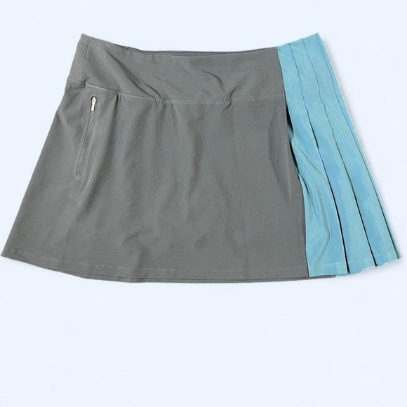 Athleta Fairway Pleated Skort Grey Blue XL Tennis Golf Skirt Athleisure - Picture 3 of 8